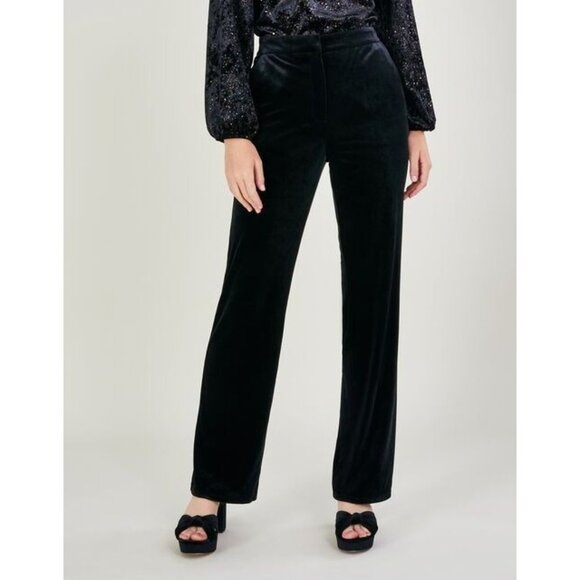 Eileen Fisher Black Velvet Pants Straight Petite Small Women EUC Classic Casual - Picture 1 of 6
